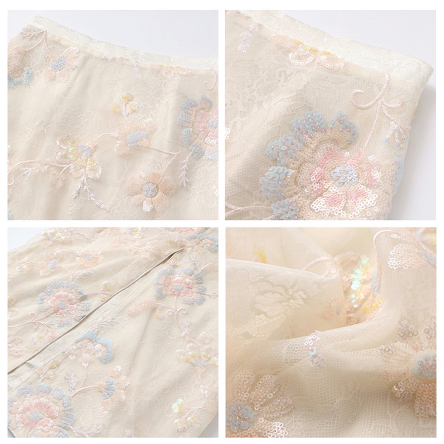 Poetic Embroidery Sheer Floral Side Tie Co ord Set