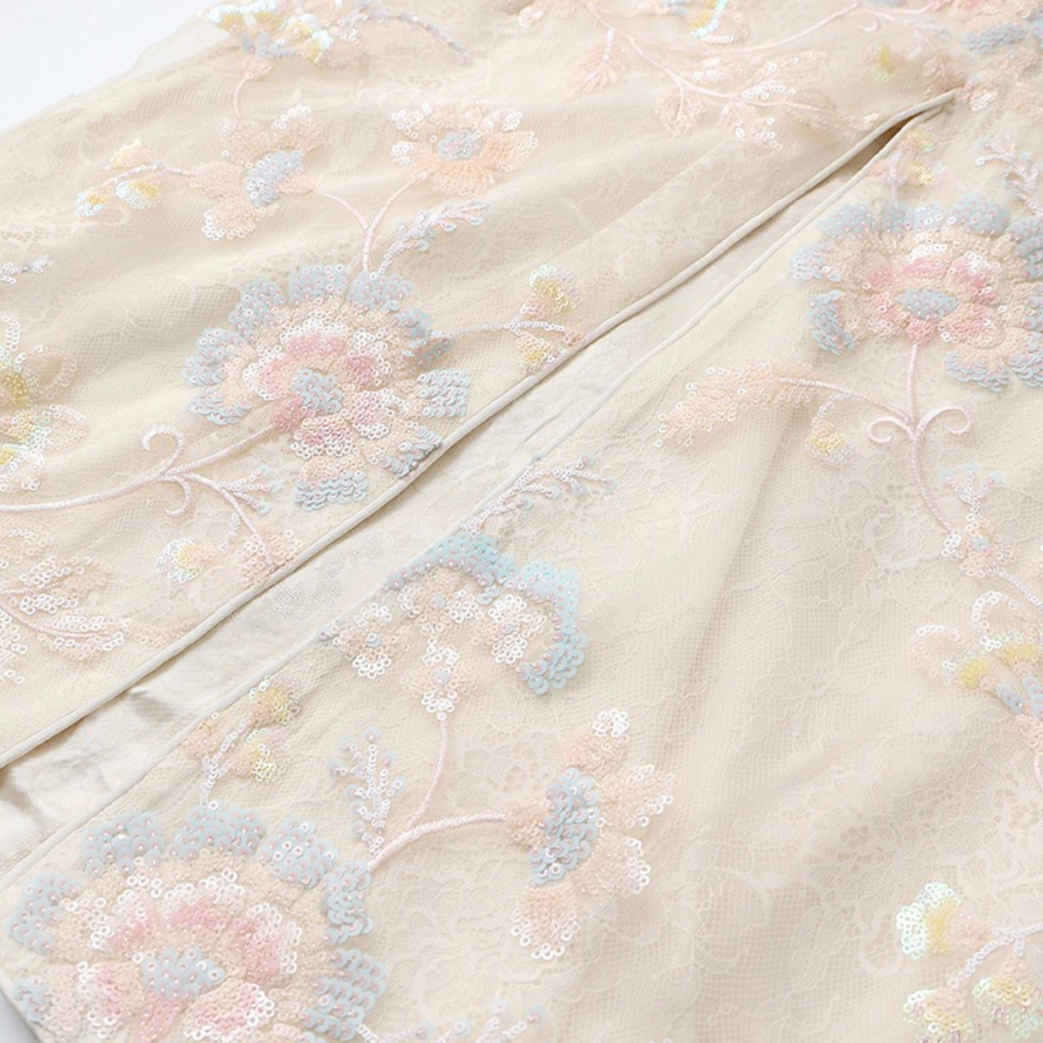 Poetic Embroidery Sheer Floral Side Tie Co ord Set