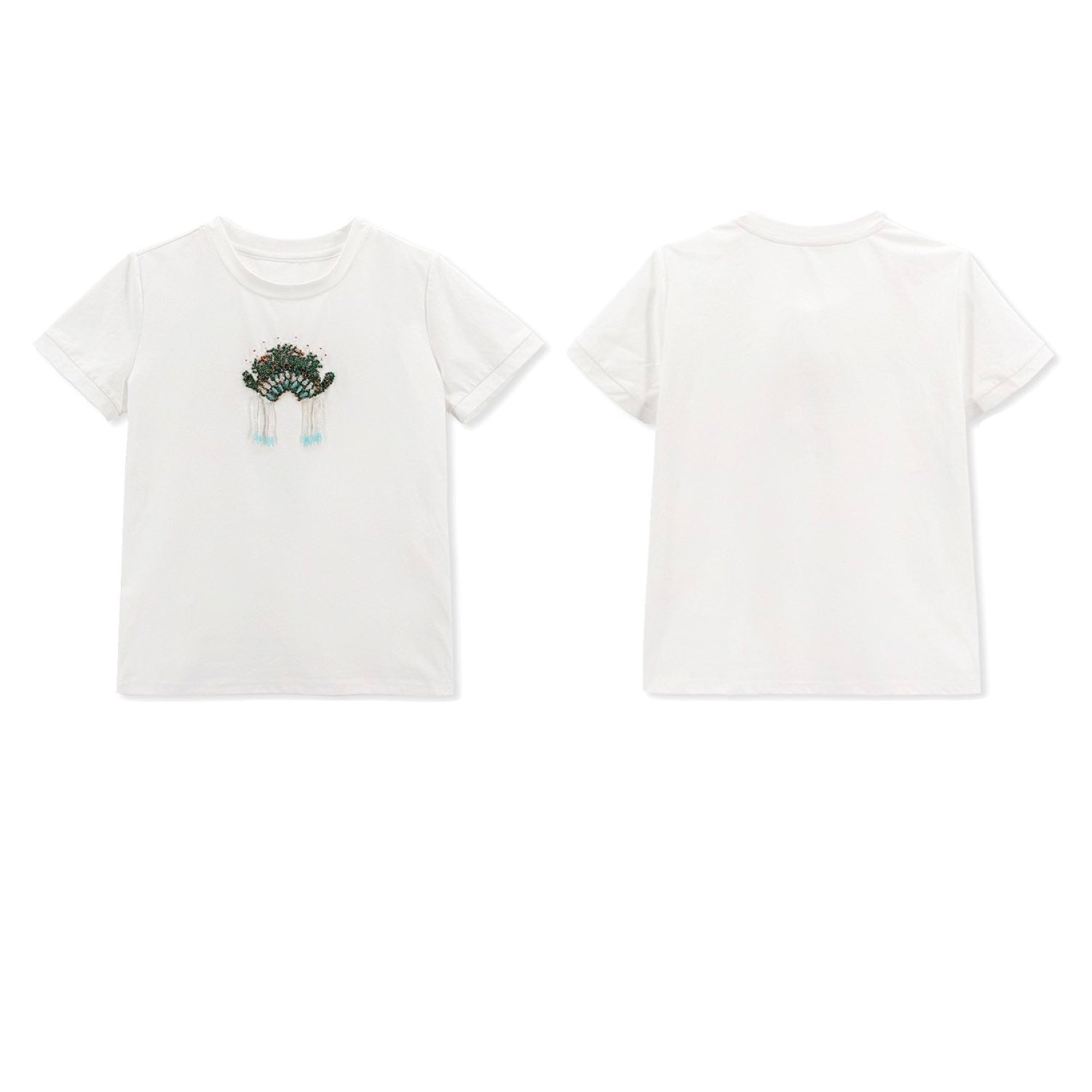 Opera Embroidered Cotton T-Shirt Women Artistic Graphic Tee