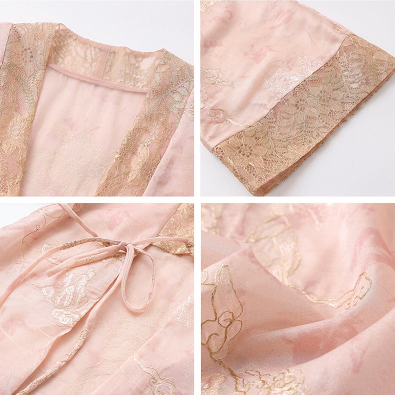 Embroidered Cardigan Top Pink  Floral Stylish Stitching Party Wedding