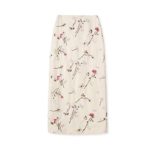 Embroidered Floral Tree Skirt Set Women Detail Blouse for Wedding Guest
