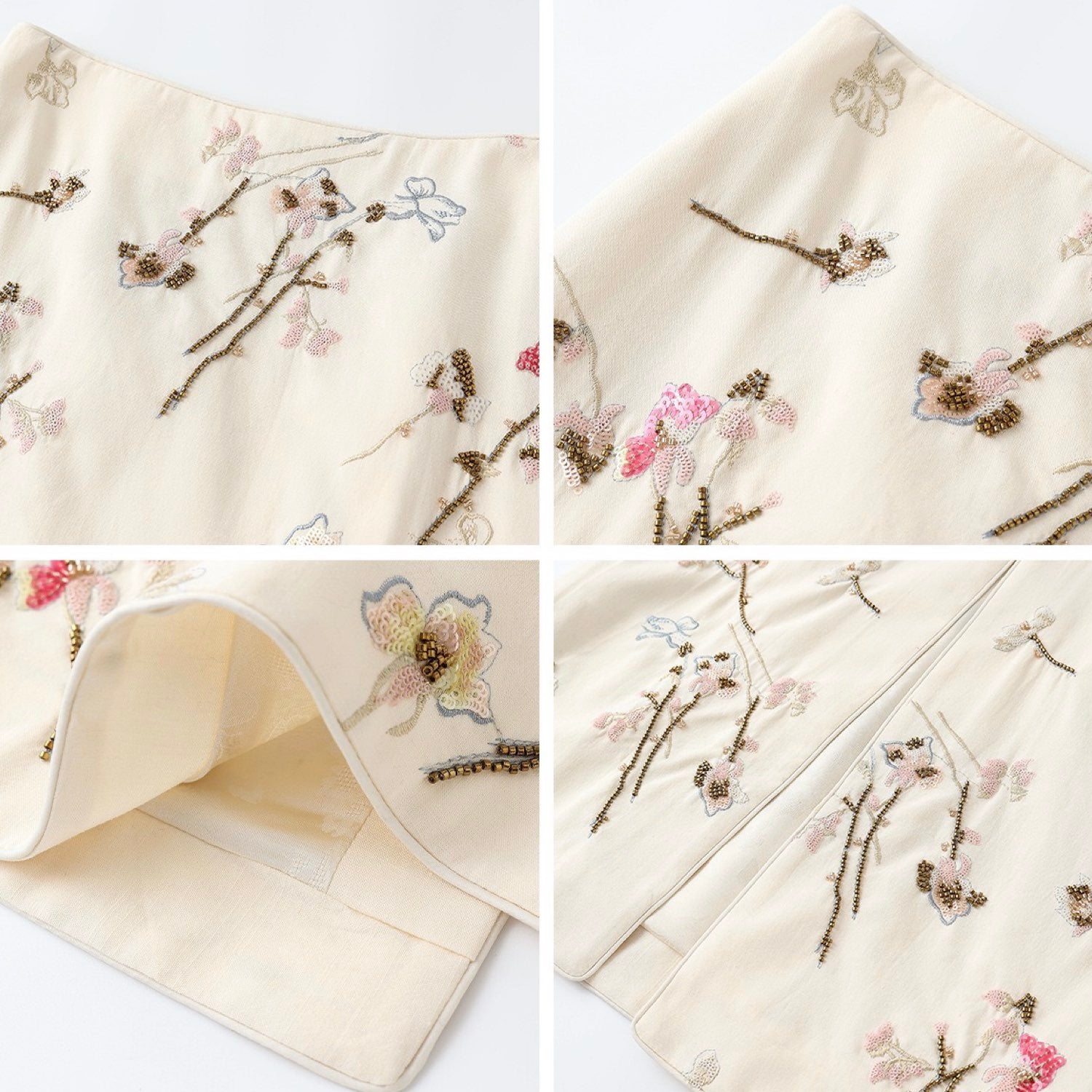 Embroidered Floral Bird Tank Top and Skirt Set Women Blouse Co Set
