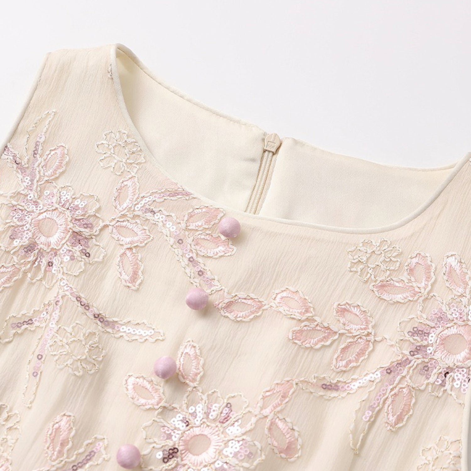 Creamy Lavender Embroidered Maxi Dress Purple