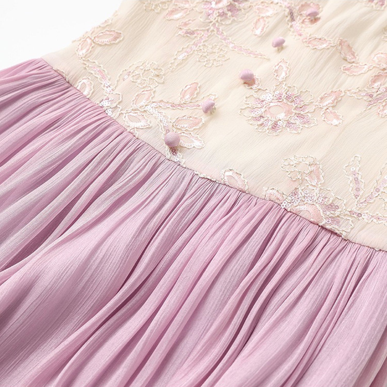 Creamy Lavender Embroidered Maxi Dress Purple