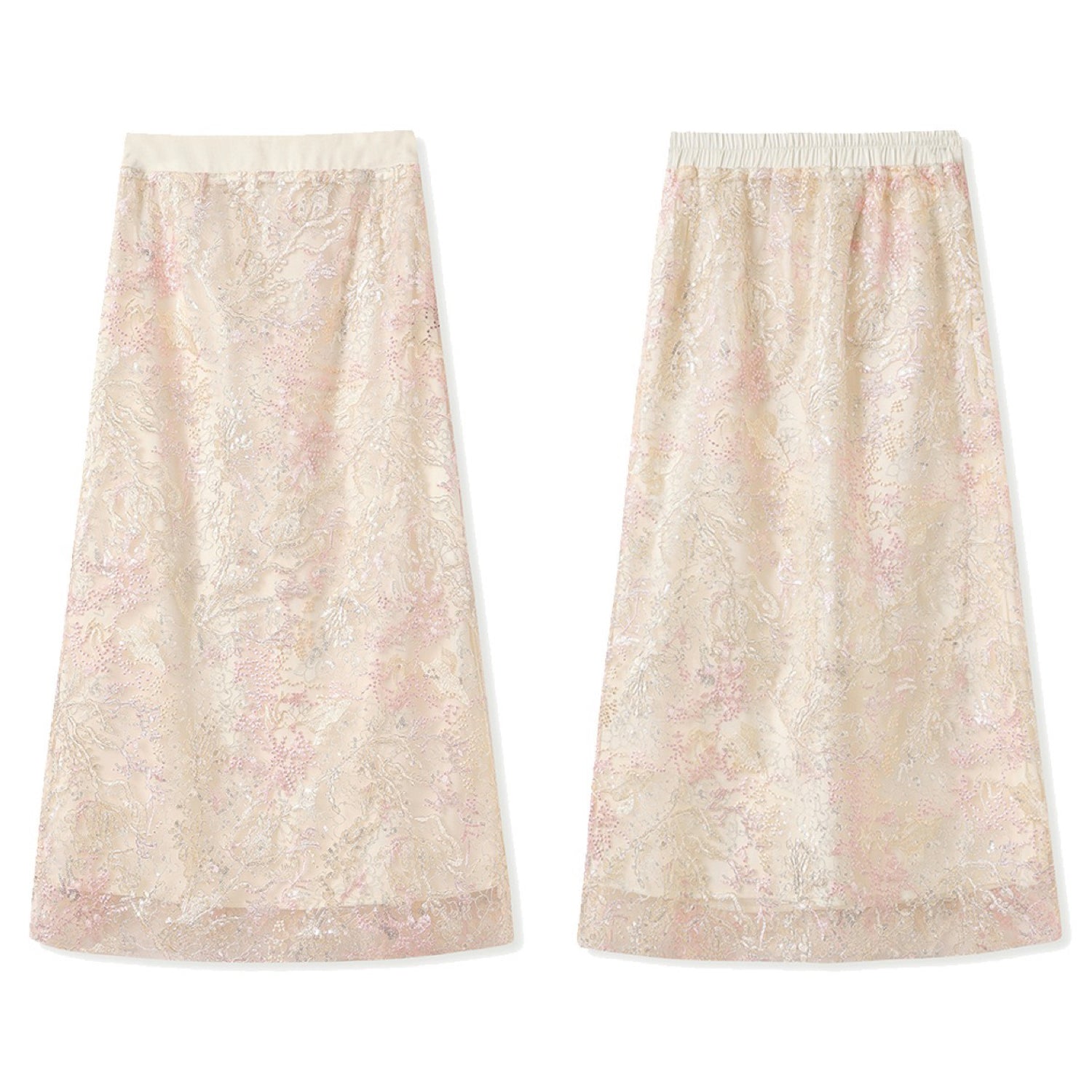 Poetic Embroidery Textured Floral Lace Co ord Set in Pink