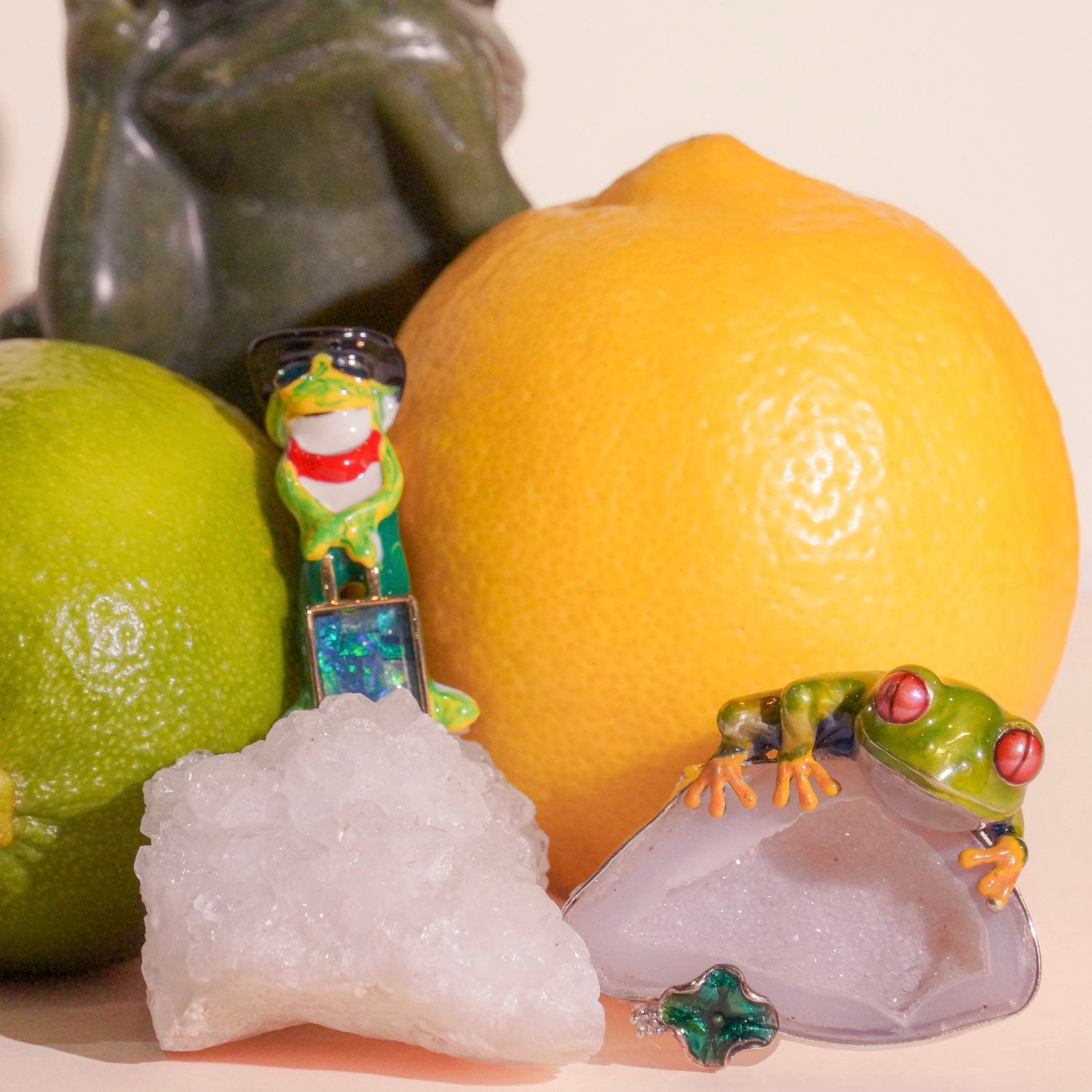 Frog Crystal Cave Pendant Necklace