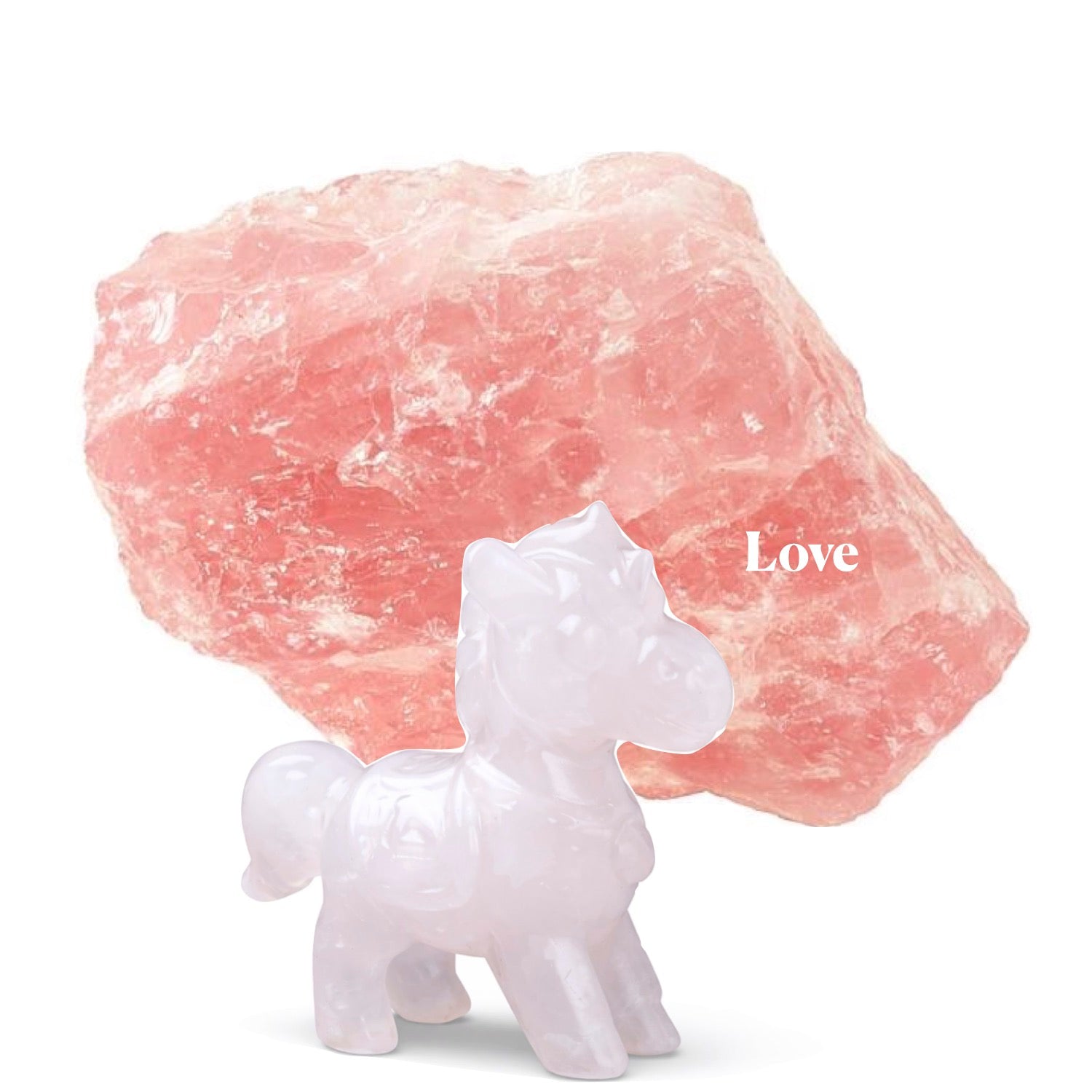 Equestrian Crystal Collection Gemstone Rose Quartz Horse Sculptures