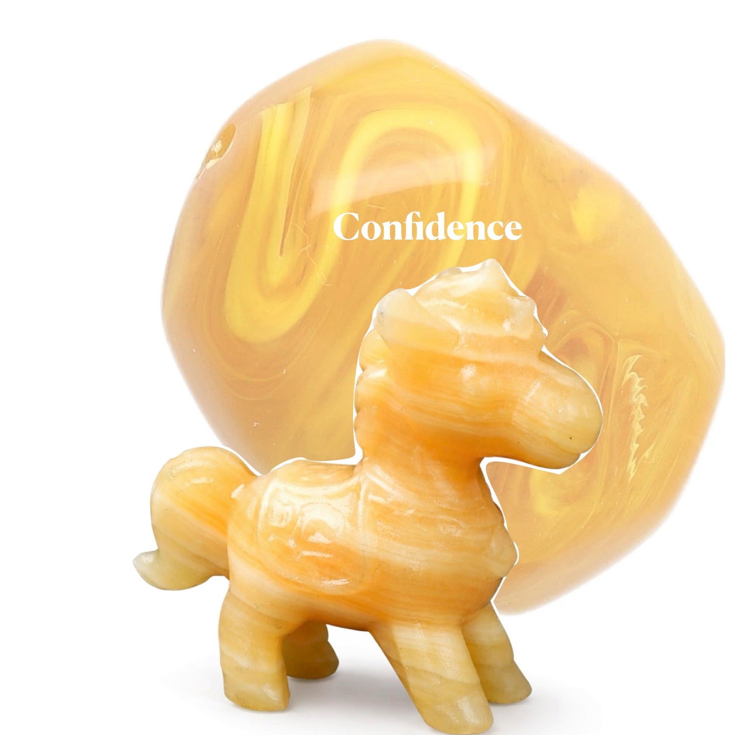 Equestrian Crystal Collection Gemstone Yellow Honey Agate Horse Sculptures