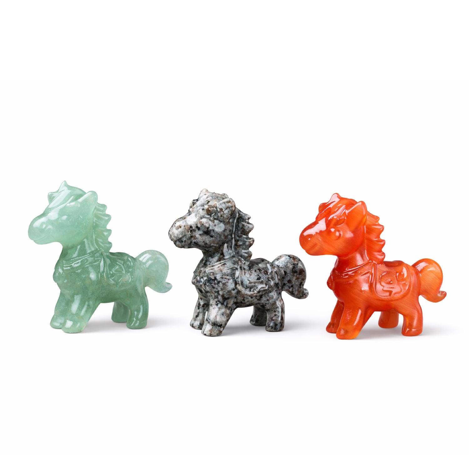 Equestrian Crystal Collection Gemstone Agate Red  Horse Sculptures