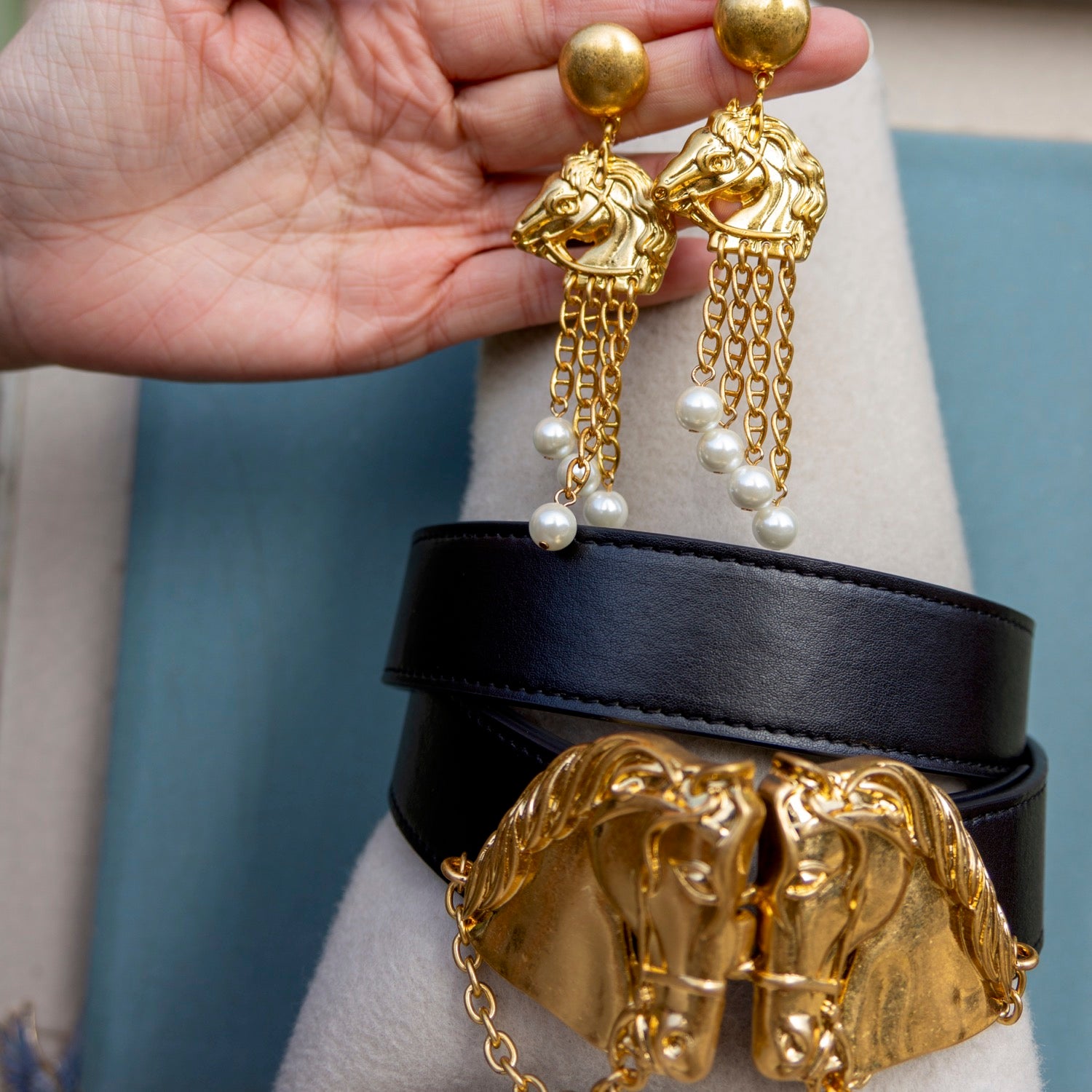 Golden Equestrian Style Horse Earring