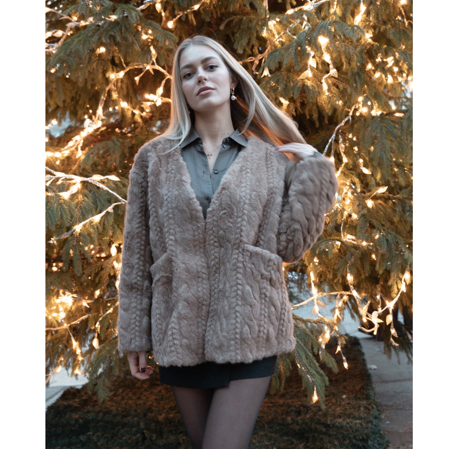 Galaxy Super Soft  Fur Brown Coat Jacket  Eco-friendly Fur