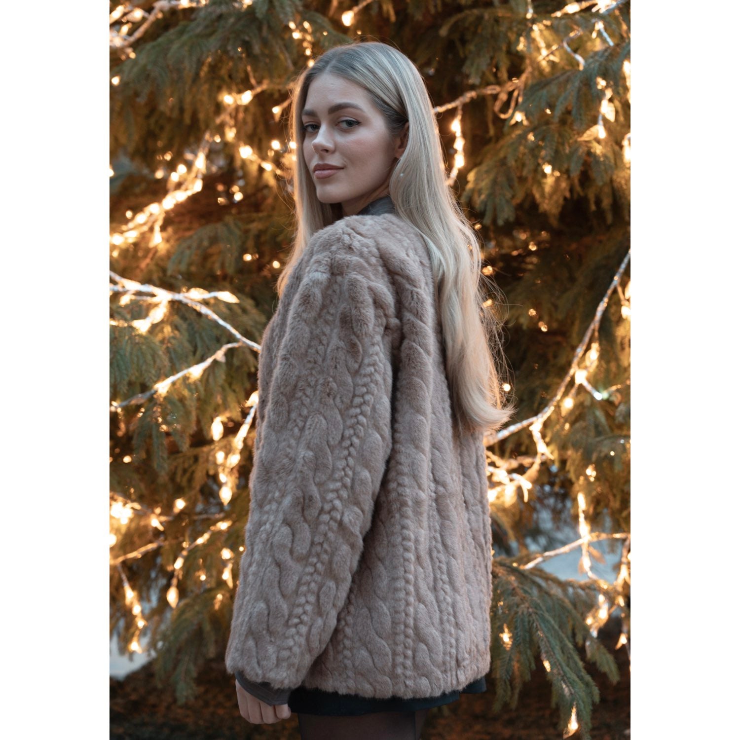 Galaxy Super Soft  Fur Brown Coat Jacket  Eco-friendly Fur