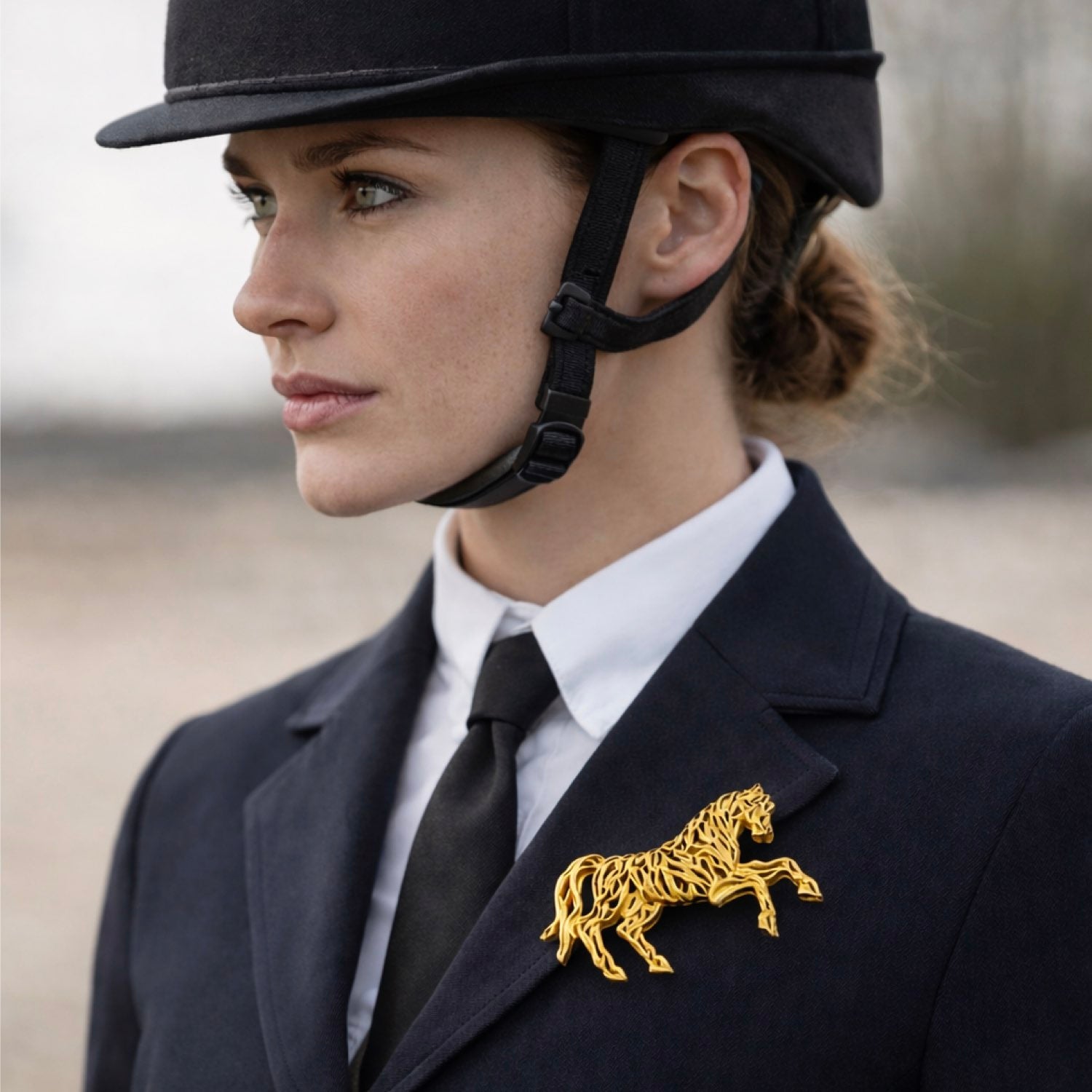 Golden Equestrian Style Horse Brooch