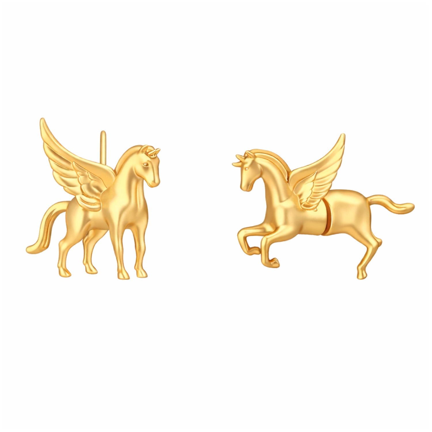 Golden Auric Winged Unicorn Horse Detachable Earrings