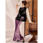 Embroidered Stylish Stitching Black Floral Vest