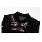 Embroidered Stylish Stitching Black Floral Vest