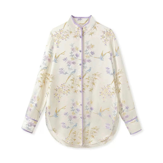 Embroidered Mulberry Silk Elegant Shirt