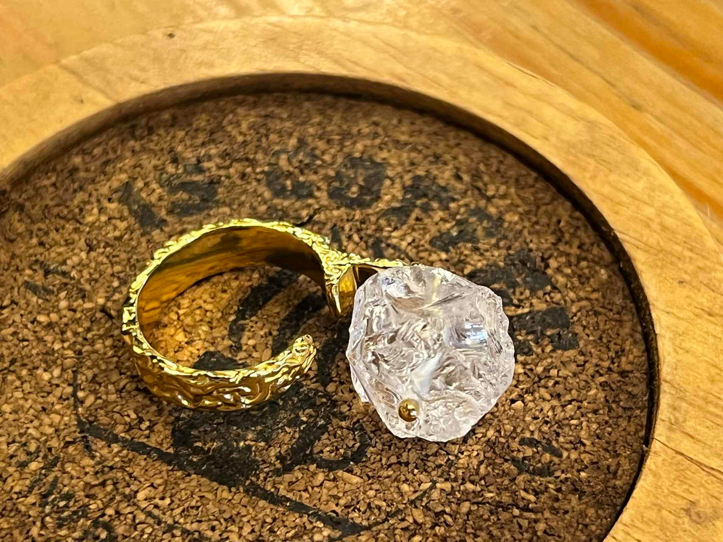 Natural White Crystal Ice Cube Ring