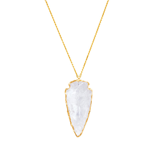 Natural White Crystal 18k gold plated adjustable  Necklace Big