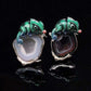 Lizard Enamel Crystal Cave Pendant Necklace