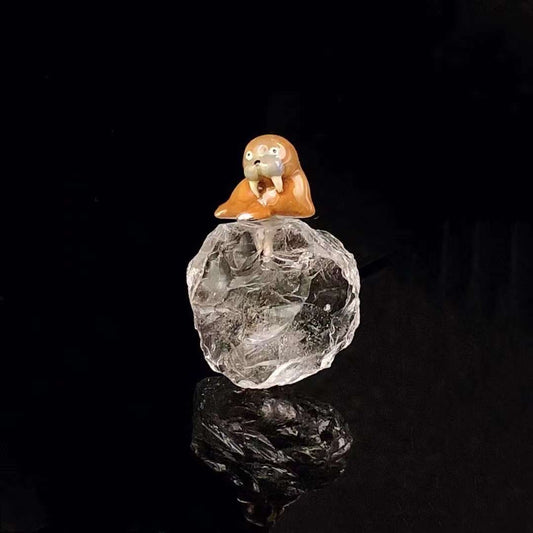 Seal Enamel Natural Crystal Necklace