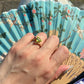 Natural Gemstones Peridot Garnet Heart Adjustable Ring