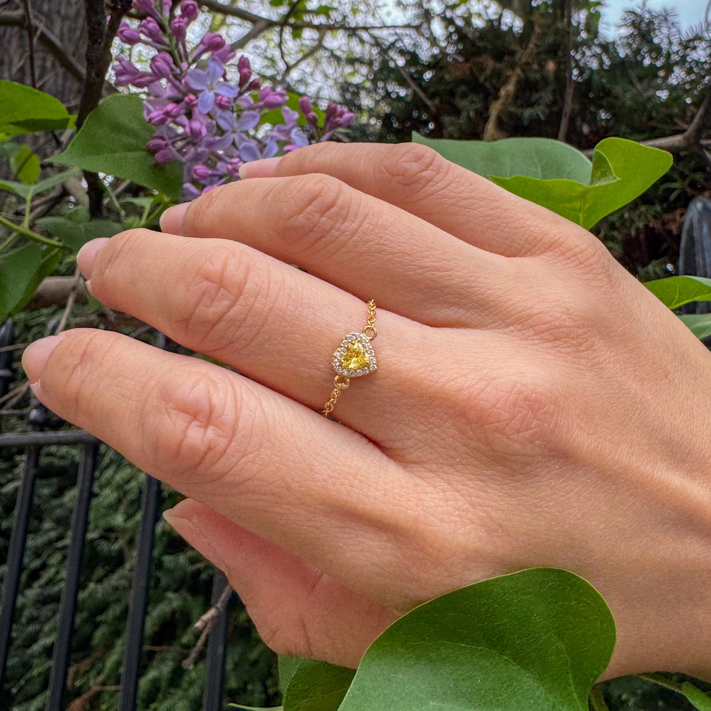 Citrine Birthstones Love Zipper Gold Ring