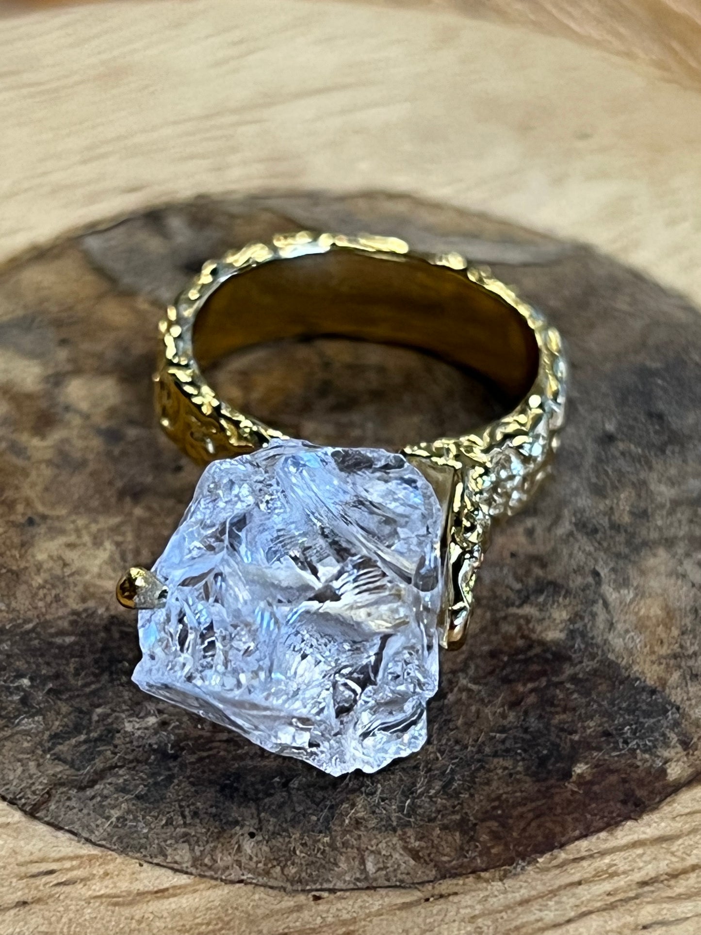 Natural White Crystal Ice Cube Ring