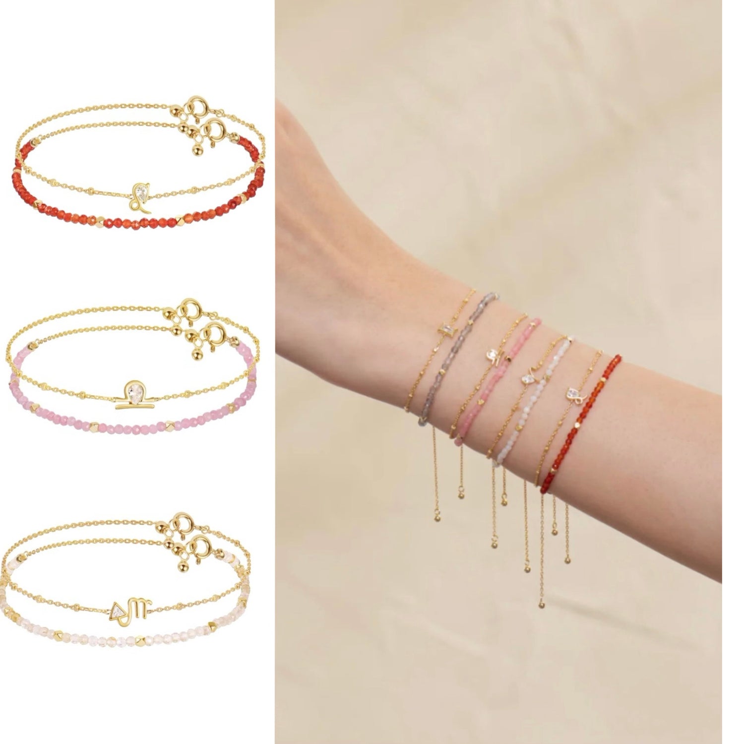 Constellation Leo Zodiac Bracelet – Natural Crystal Adjustable | August Birthstone Jewelry Gift