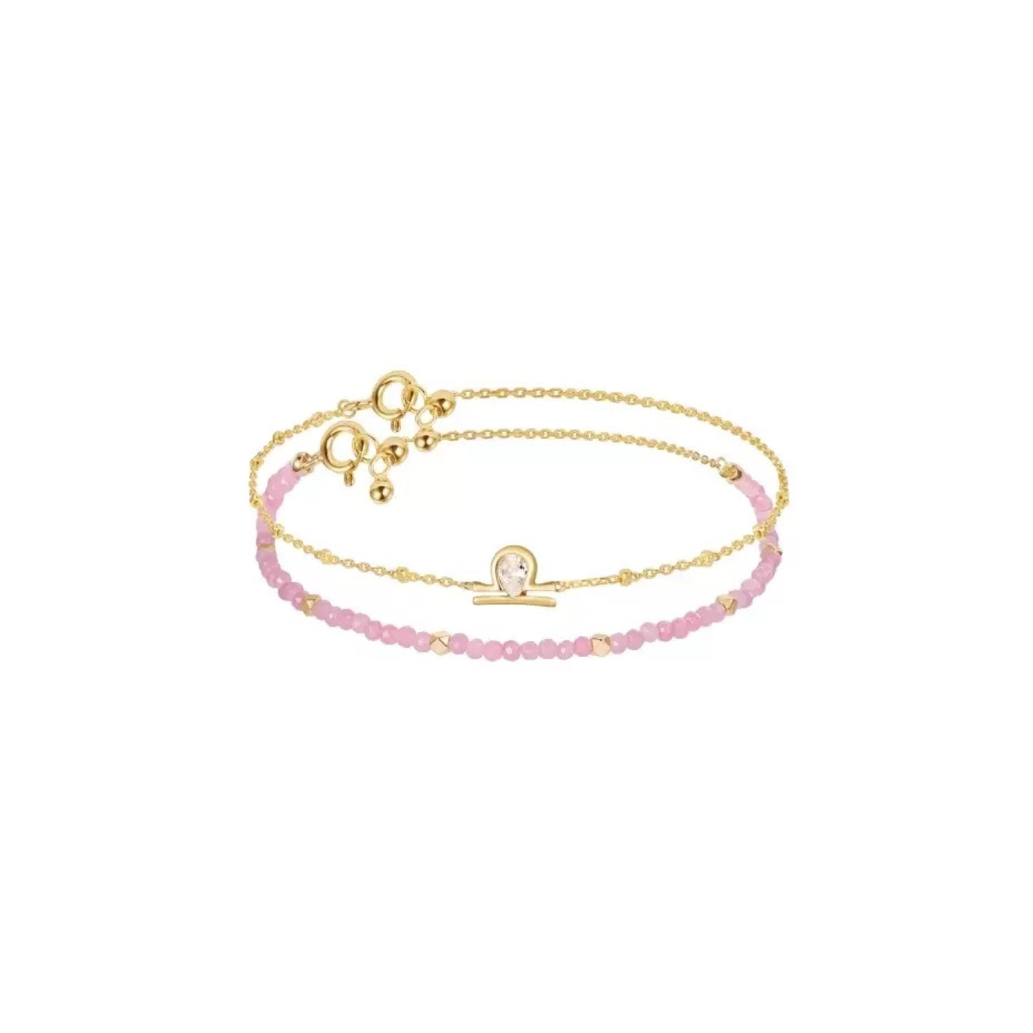 Constellation Libra Zodiac Bracelet – Natural Crystal Adjustable | October Birthstone Jewelry Gift