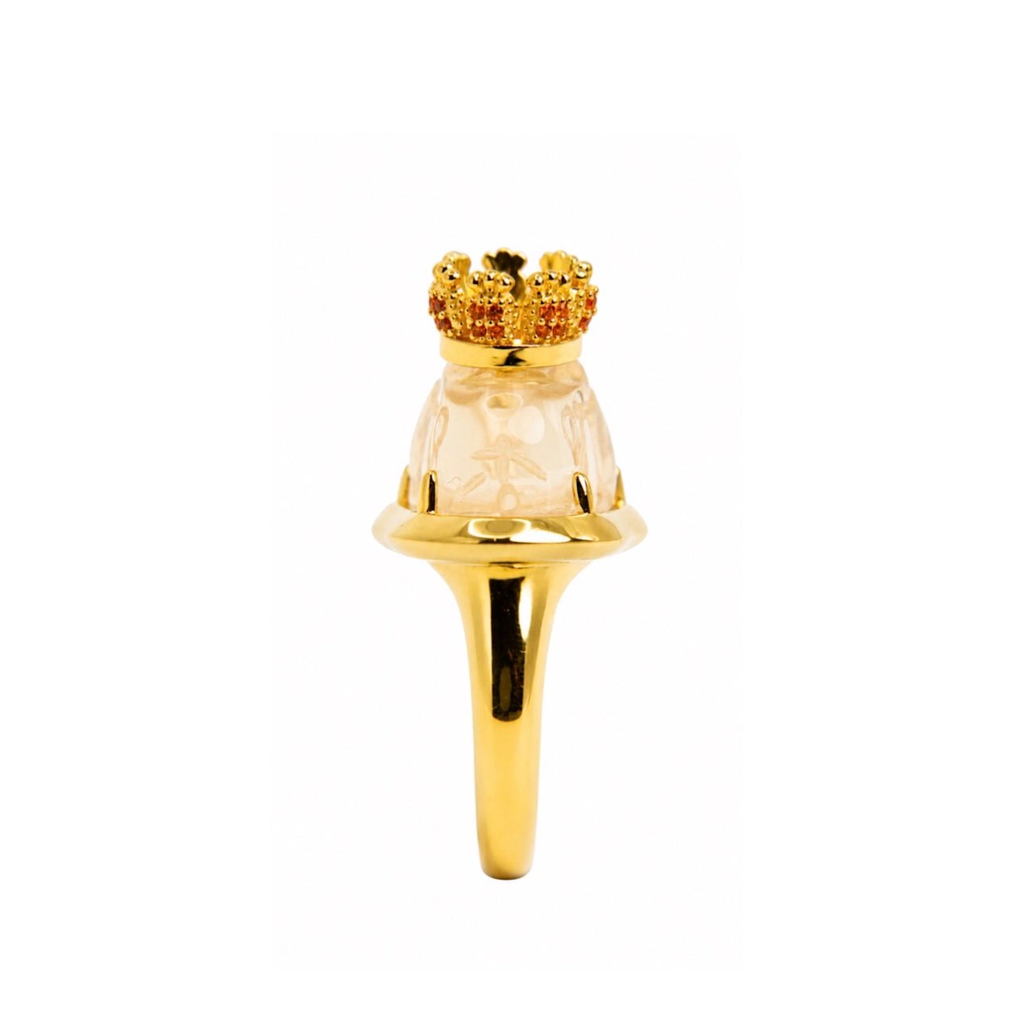 Rabbit Carrot Crown Hand-Carved Citrine Ring (Adjustable)