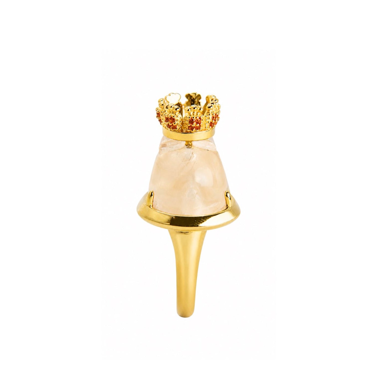 Rabbit Carrot Crown Hand-Carved Citrine Ring (Adjustable)