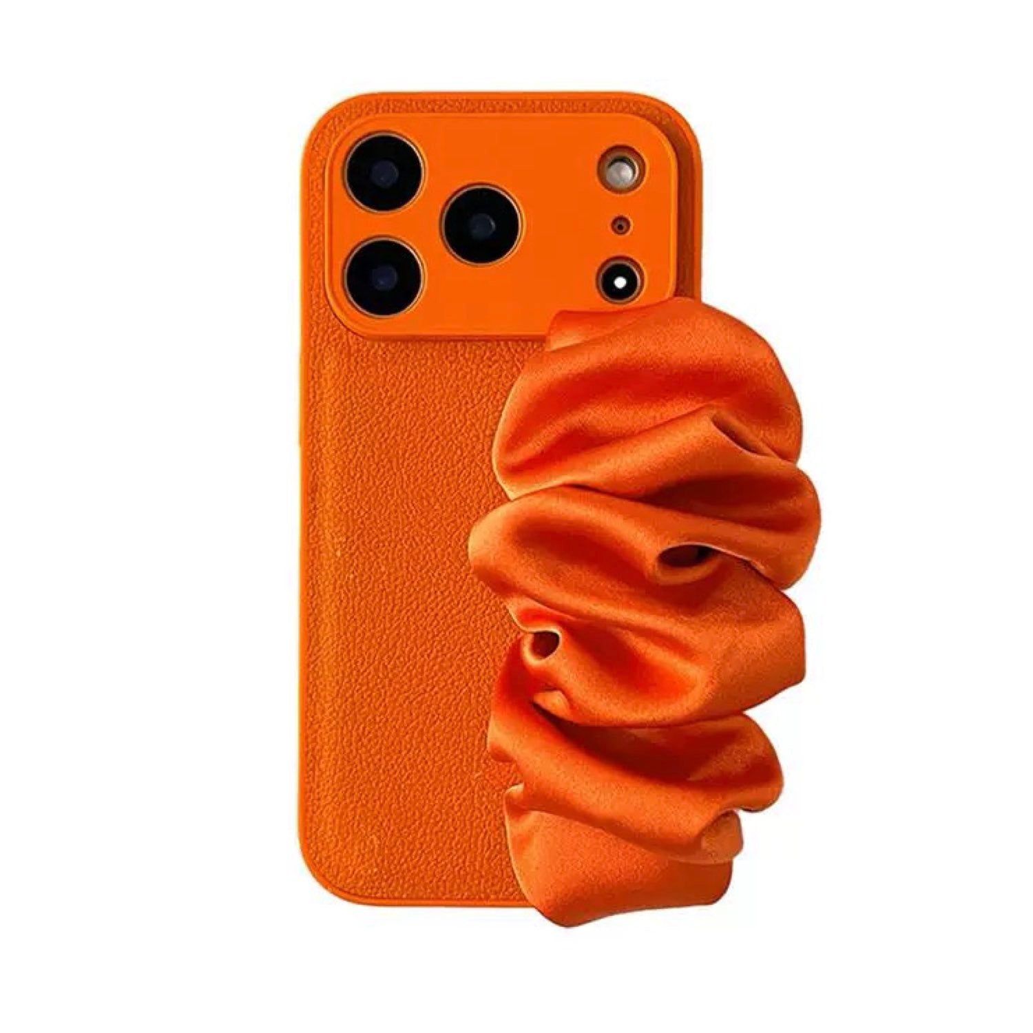 Orange  Phone Case With Silky Hand Holder
