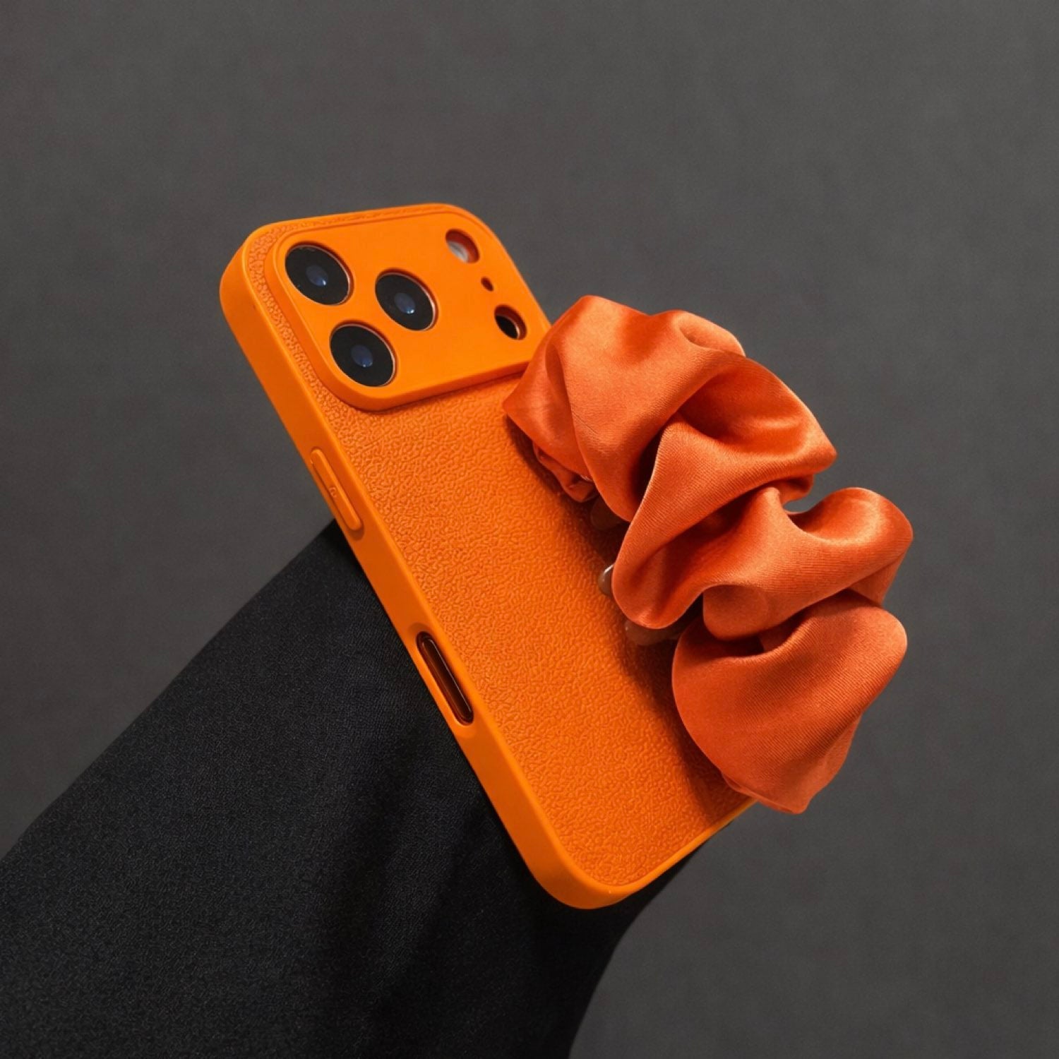 Orange  Phone Case With Silky Hand Holder