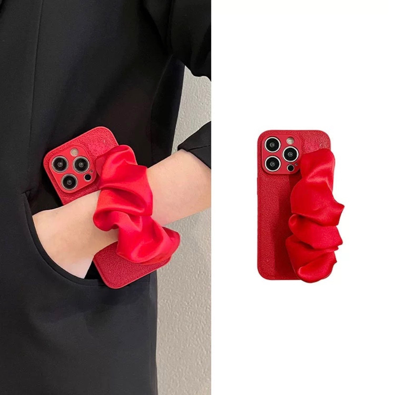 Silky Red Phone Case Hand Holder