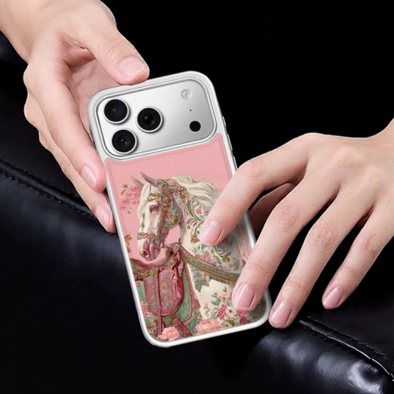 Rococo Elegant Floral Horse Art Phone Case Romantic iPhone Cover