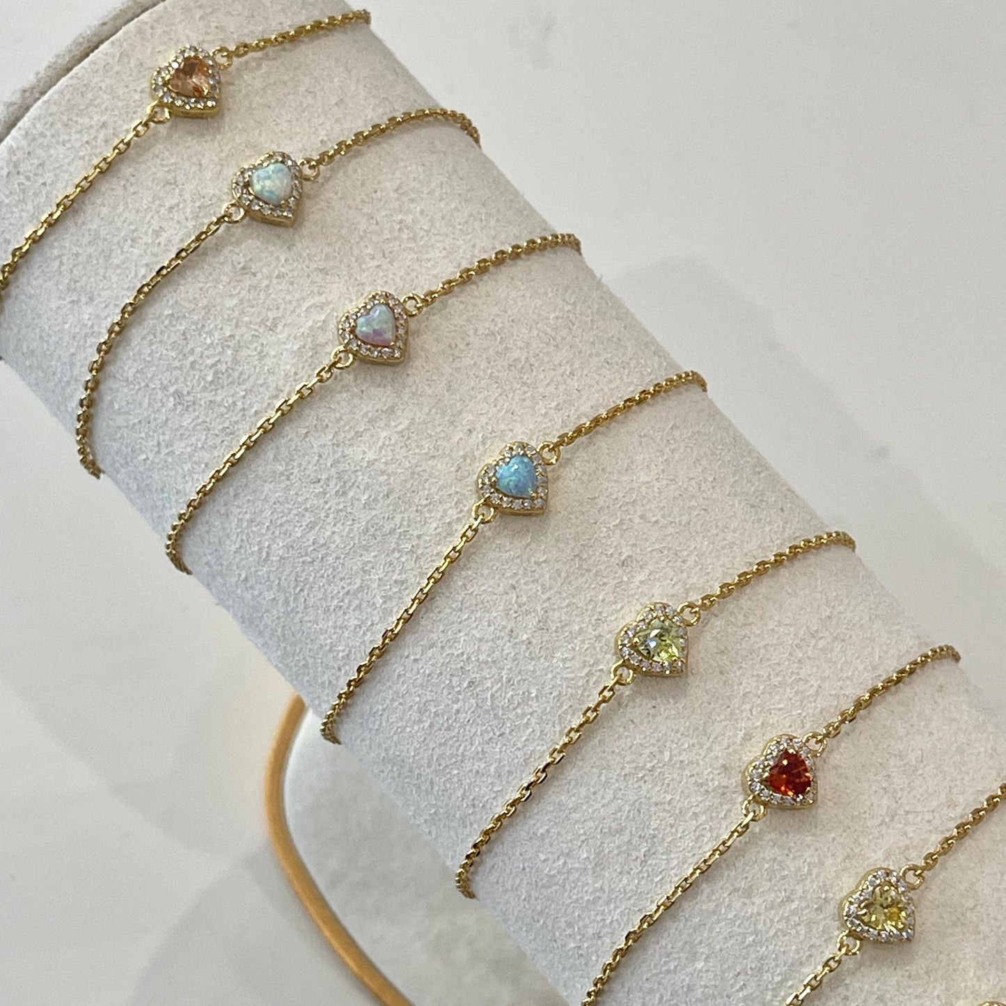 Birthstones  Diamond Love Heart Zipper Gold Plated  Bracelet Anklet
