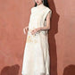 Embroidery Flower Collared Long Vest Top