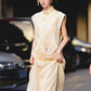 Embroidery Flower Collared Long Vest Top