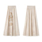 Embroidery Floral Beige Long Skirt