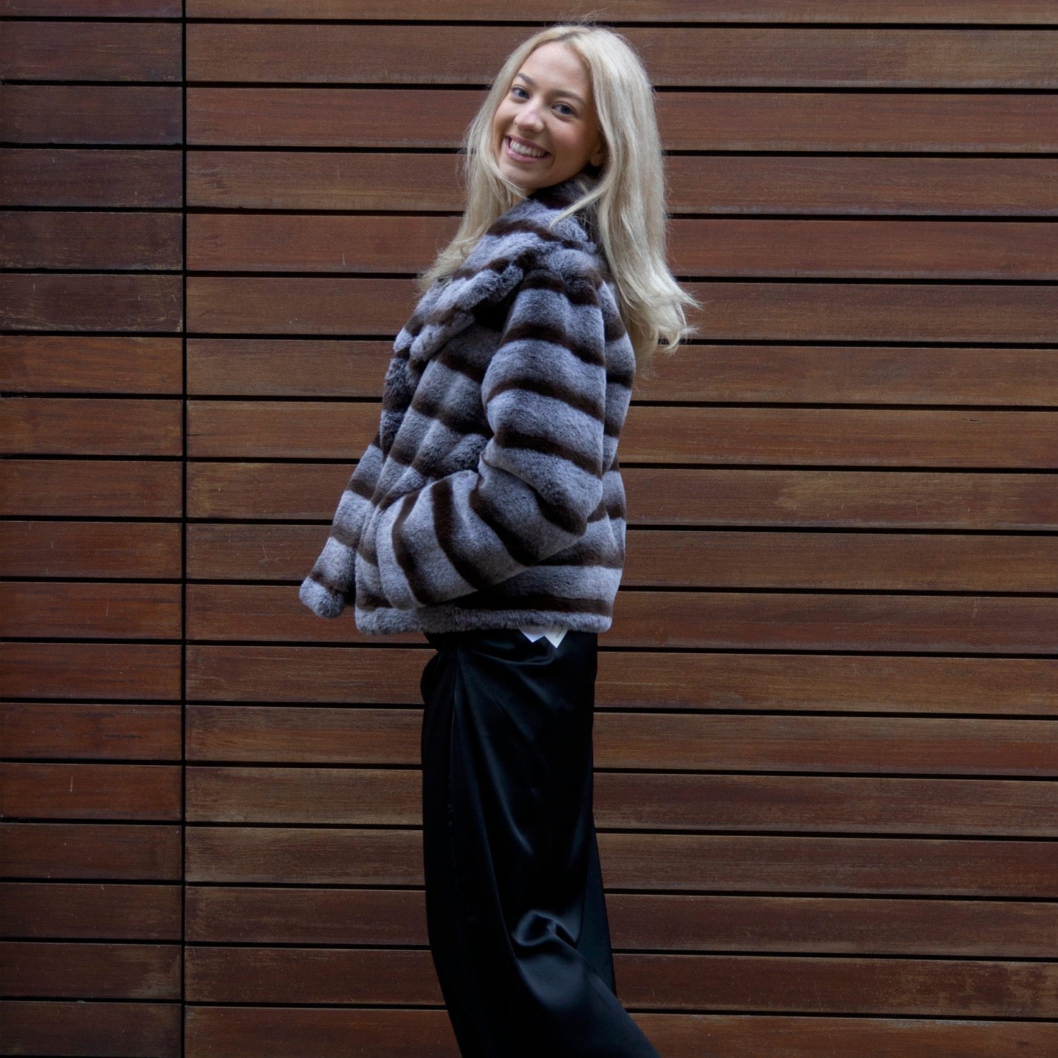 Galaxy Chinchilla Fur Black White Super Soft Jacket
