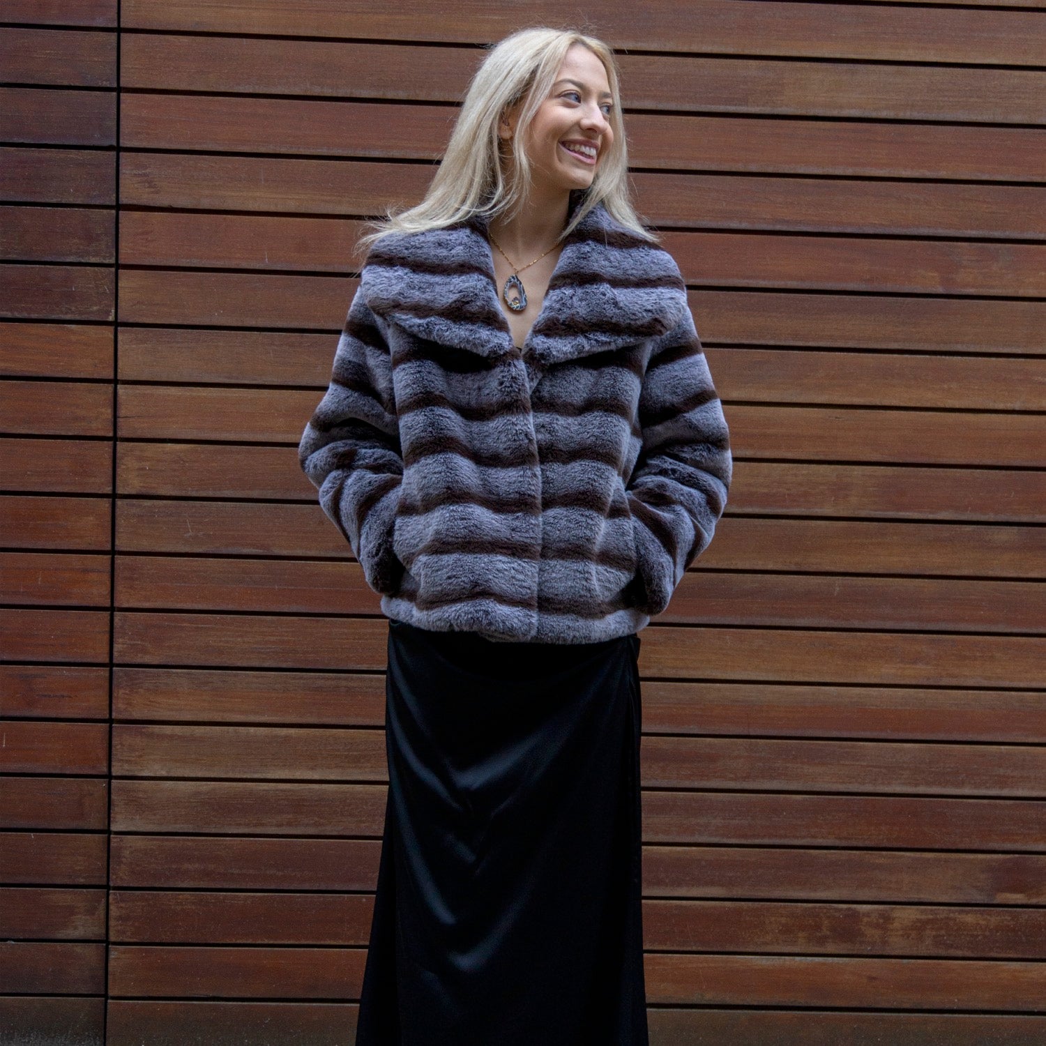 Galaxy Chinchilla Fur Black White Super Soft Jacket
