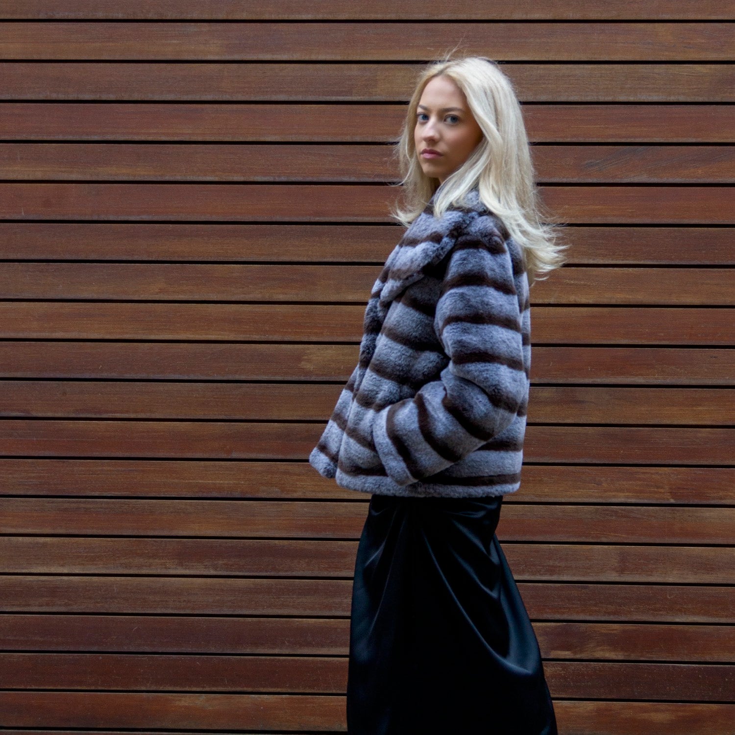 Galaxy Chinchilla Fur Black White Super Soft Jacket