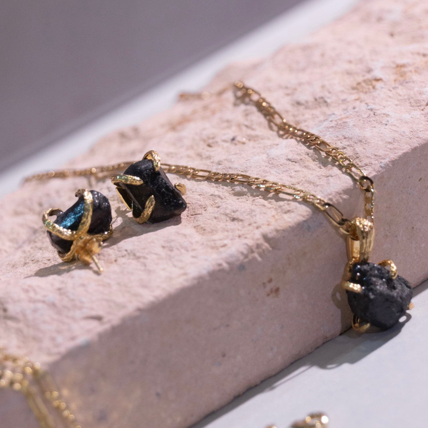 Elemental Obsidian Pendent Adjustable Necklace