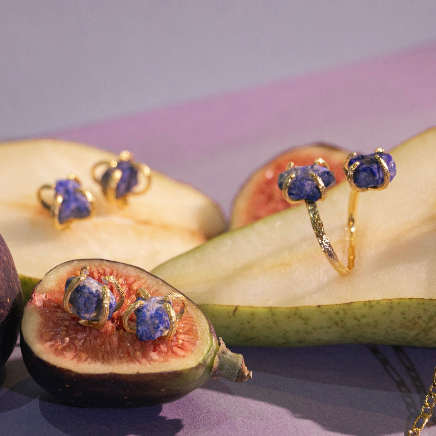 Elemental Birth Natural Sapphire Stud Earrings