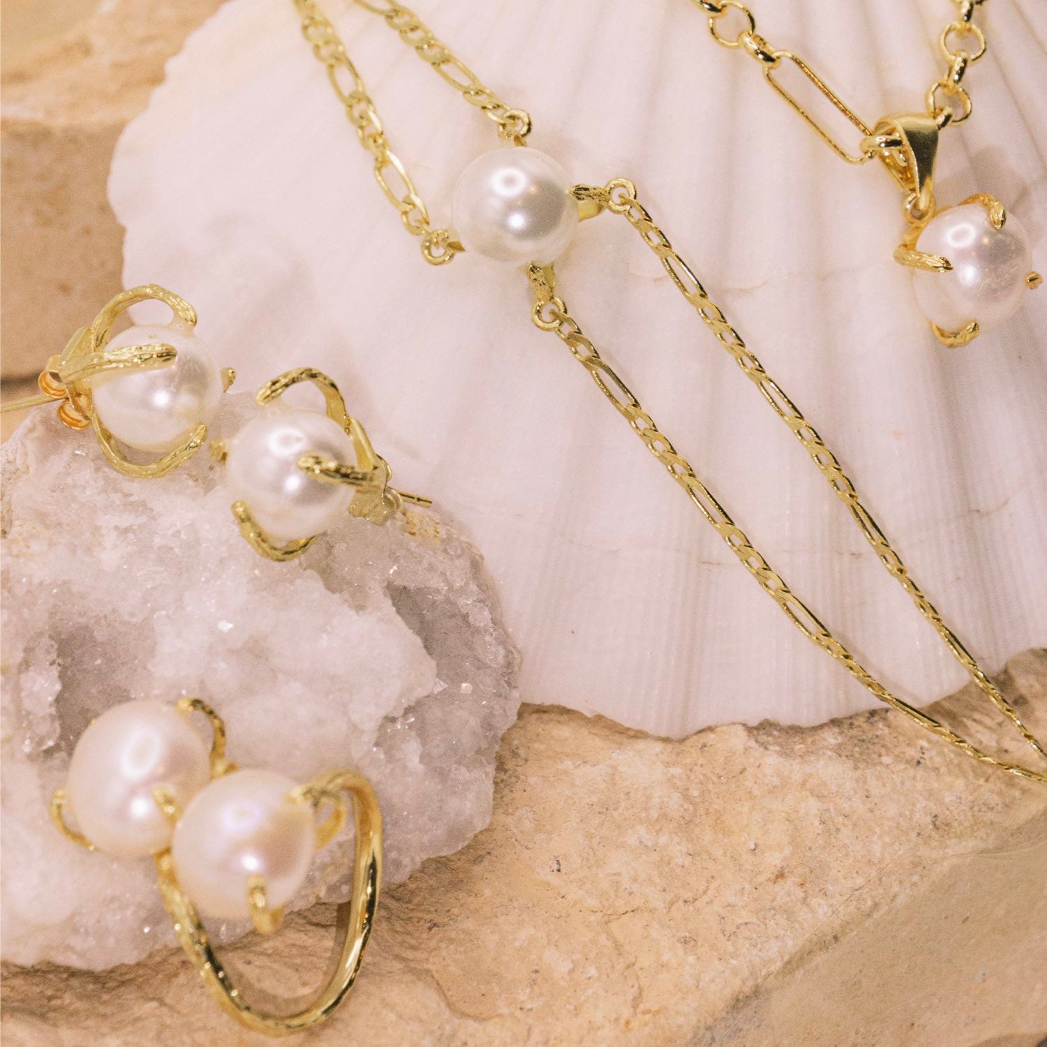Elemental Birth White Pearl Adjustable Ring