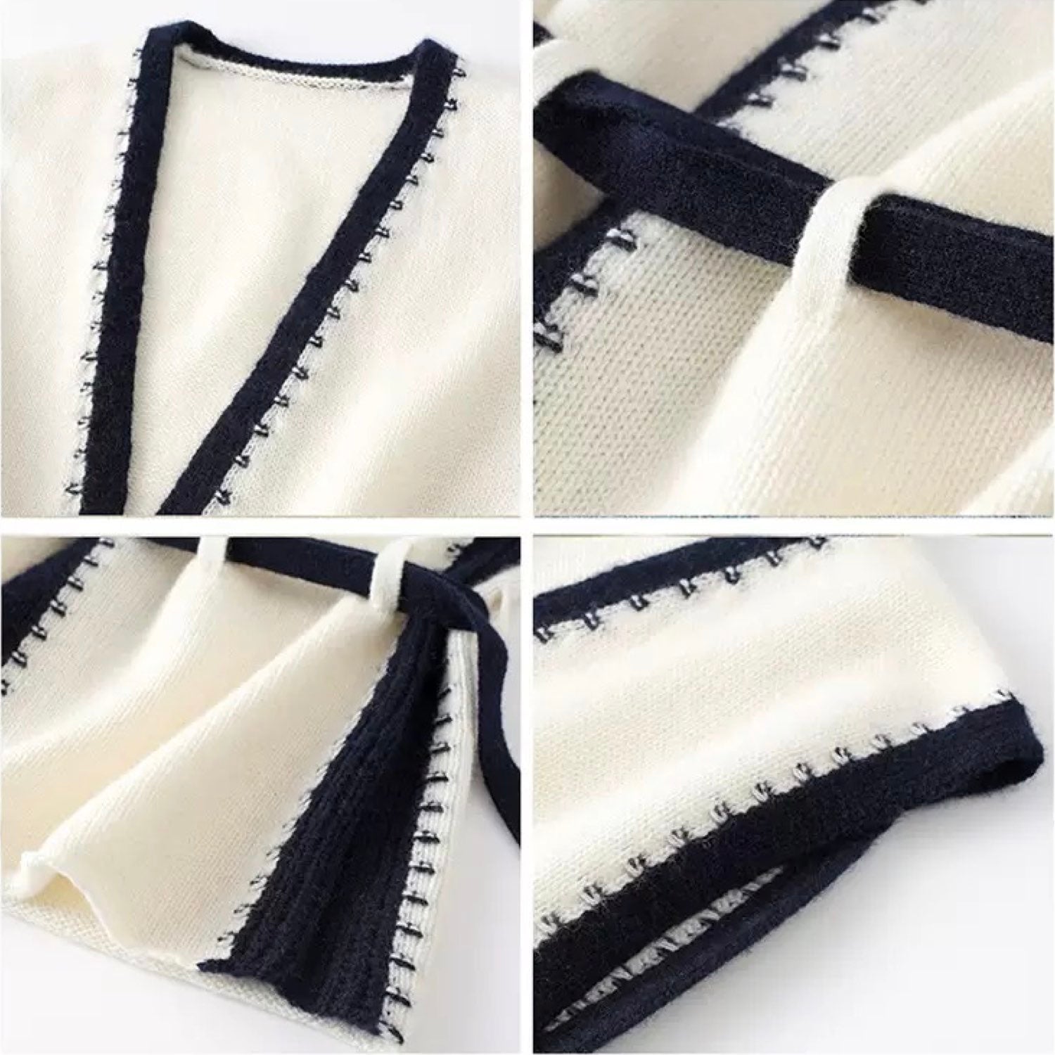 V-Neck Cashmere Pearl Black Vest Waistcoat Cardigan