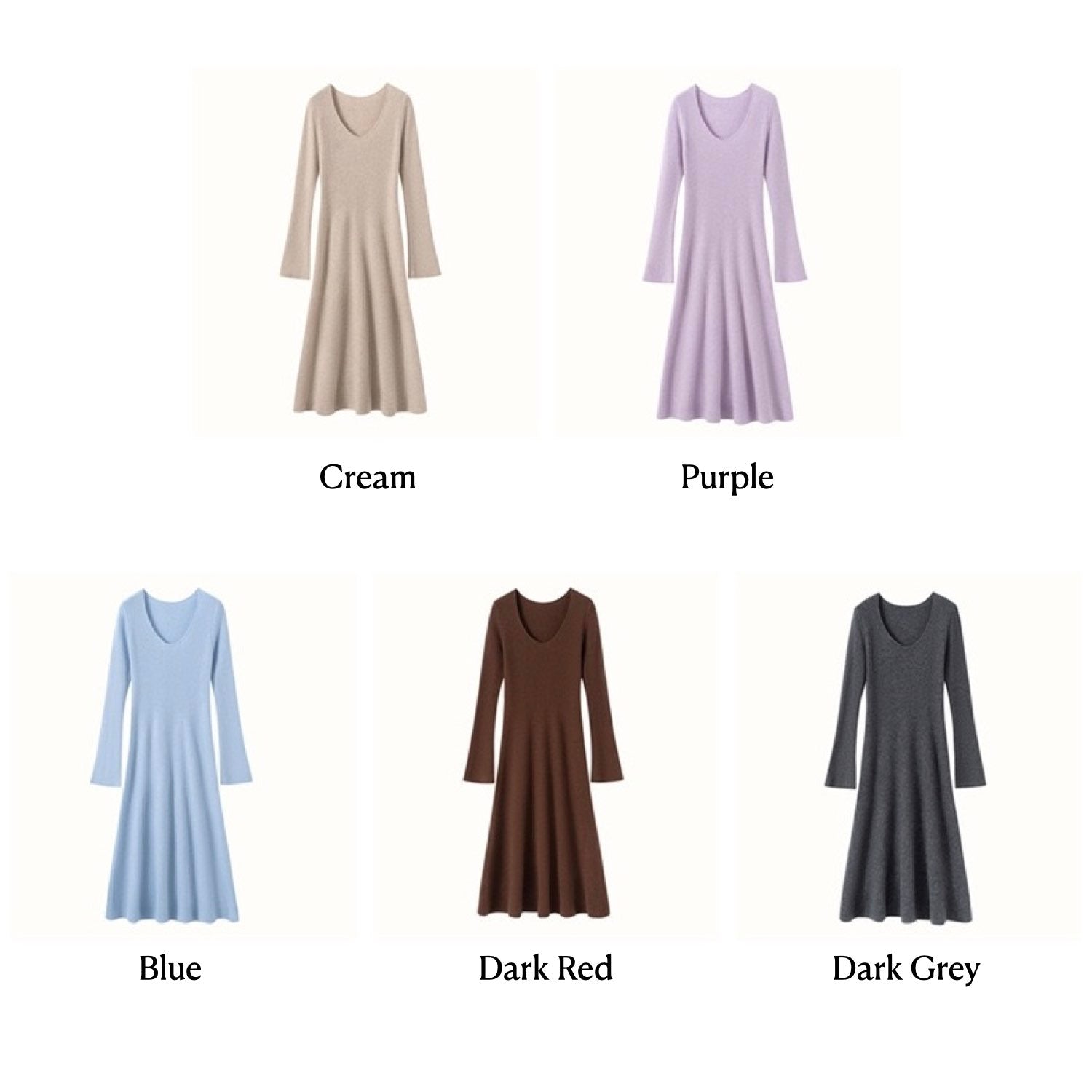Cashmere Slim-fit Versatile Mid-length Skirt and Stretch Sweater Dress Lavender Blue