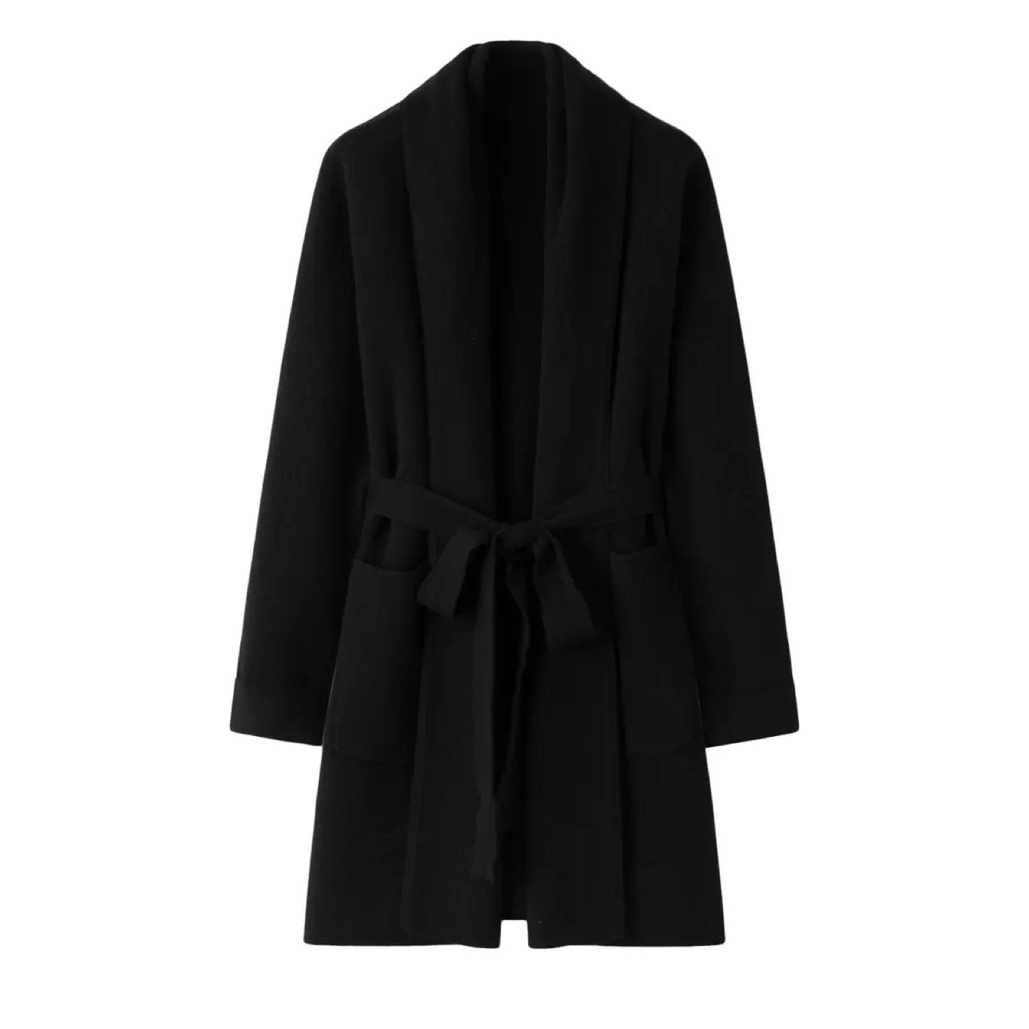 Cashmere Jacket Shawl Thickened Cardigan Sweater Coat Black