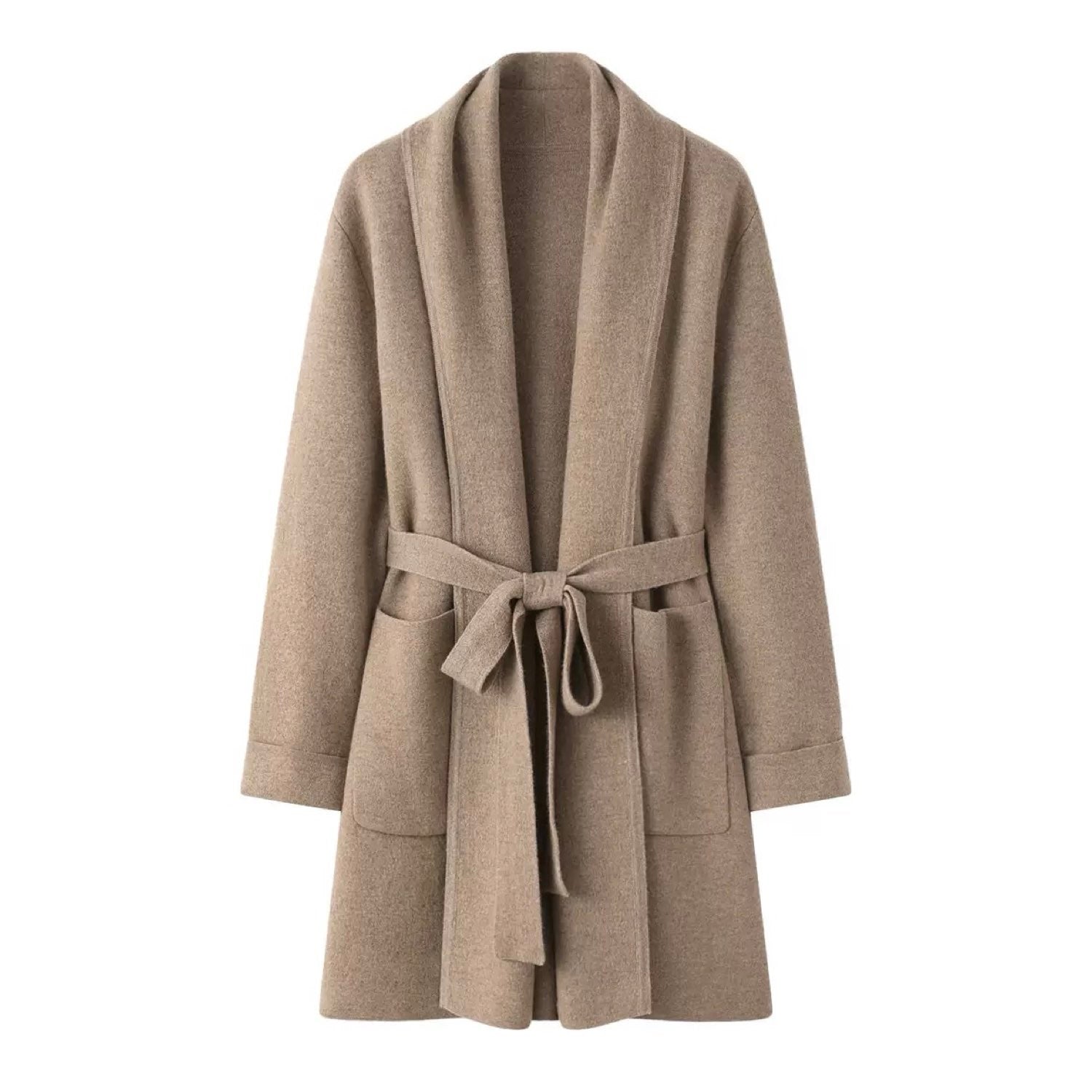 Cashmere Jacket Shawl Thickened Cardigan Sweater Coat Brown